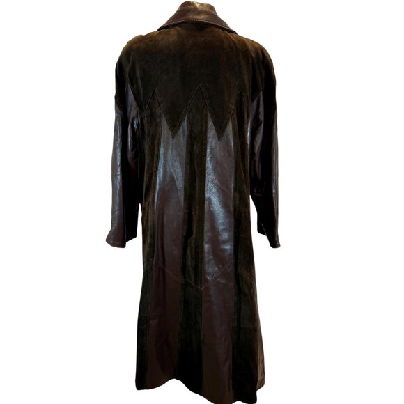 Vintage Di Capra International Brown Leather & Suede Patchwork Coat - Picture 2 of 15